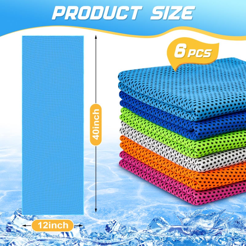 MENOLY 6 Pack Cooling Towels  40""x12"" Cooling Towels for Neck and Face with Breathable Carrying Bags Soft Microfiber Instant Cooling Rags  Gym Workout Sweat Towel for Sports  Yoga  Camping  Running - Image 5